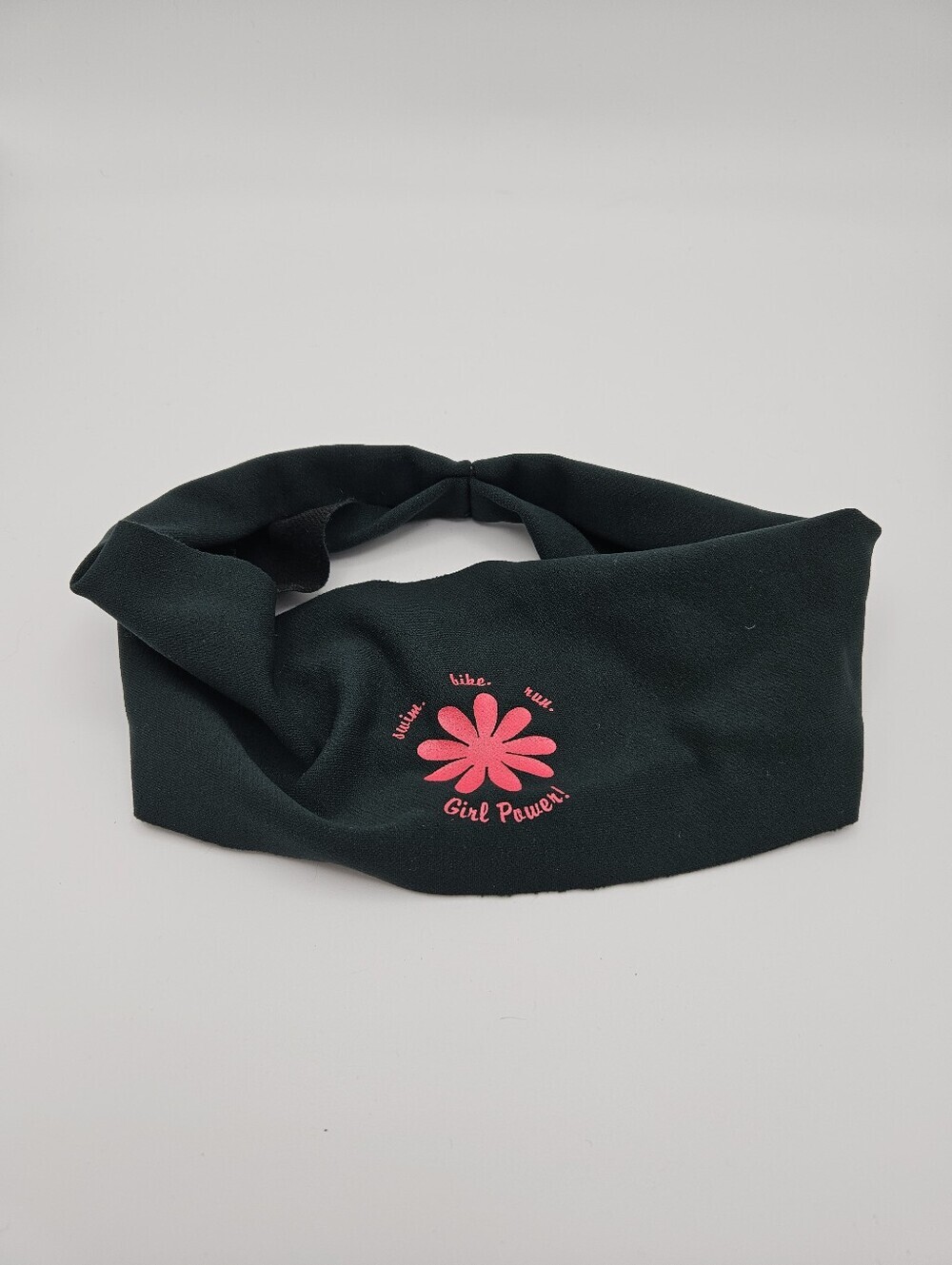 bondiband dark green athletic headband Swim Bike Run Girl Power!